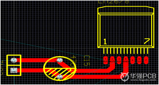  圖上是一個(gè)錯(cuò)誤的濾波電容接法深圳鼎紀(jì)PCB